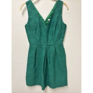 J.Crew Kelly Green Jacquard V-neck fit and flare mini dress Women's Size 0